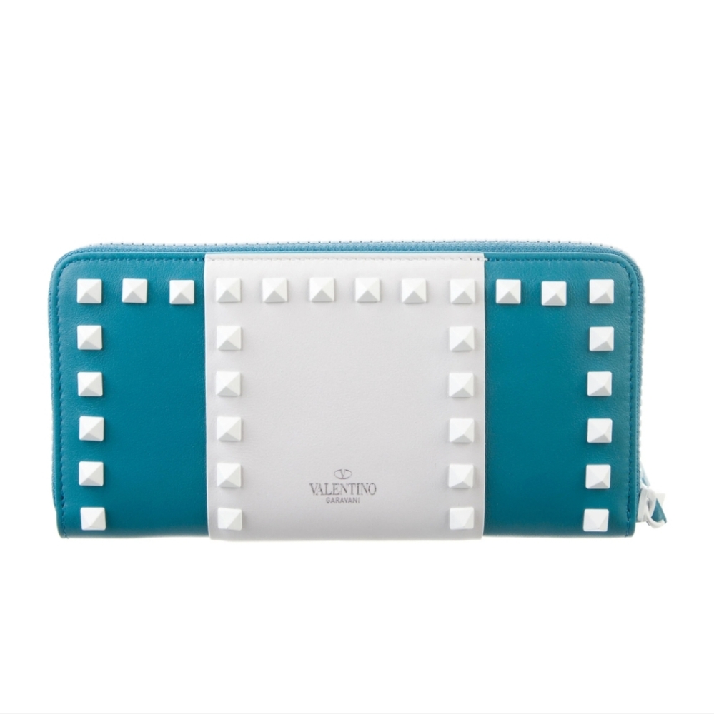 Valentino Garavani Teal Blue Rockstud Wallet NWOT